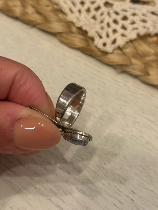 GOLDEN HILLS TURQUOISE 925 STERLING SILVER ADJUSTABLE RING - Picture 15 of 17